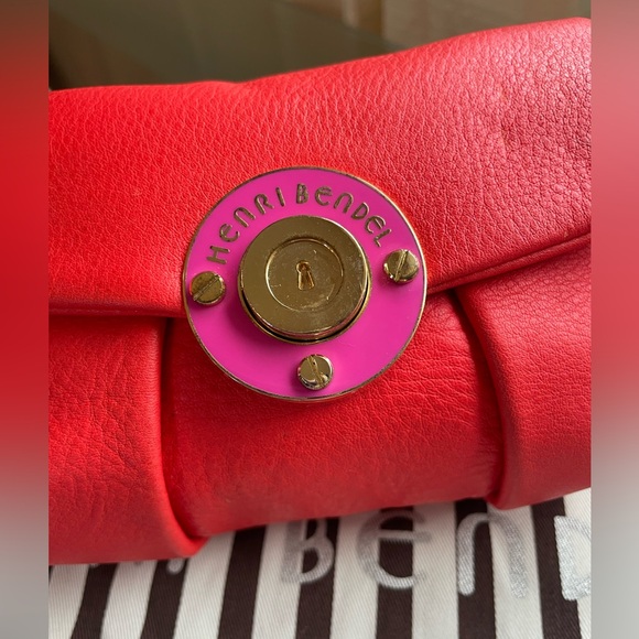 Henri Bendel Pebbled Leather Bag Gold Chain Shoulder Crossbody Bag - Picture 4 of 17